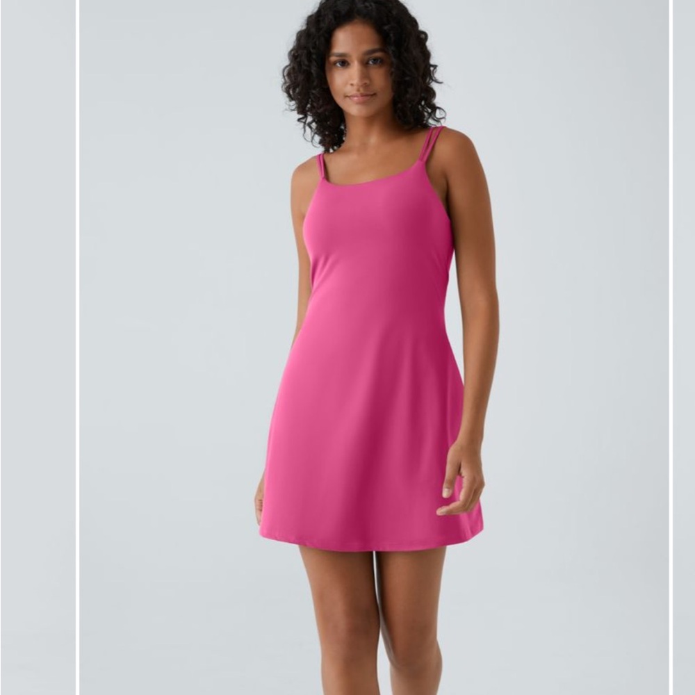 HALARA PINK SoftlyZero™ OPEN BACK DOUBLE STRAPS 2-PIECE POCKET SLIP DRESS SZ L